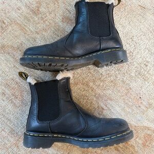 Dr. Martens Black Chelsea Boots with Shearling Trim